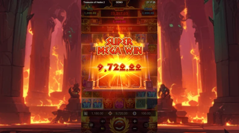 Treasures of Hades 2 – Super Mega-gevinst i Free Spins-runden med en kumulativ multiplikator